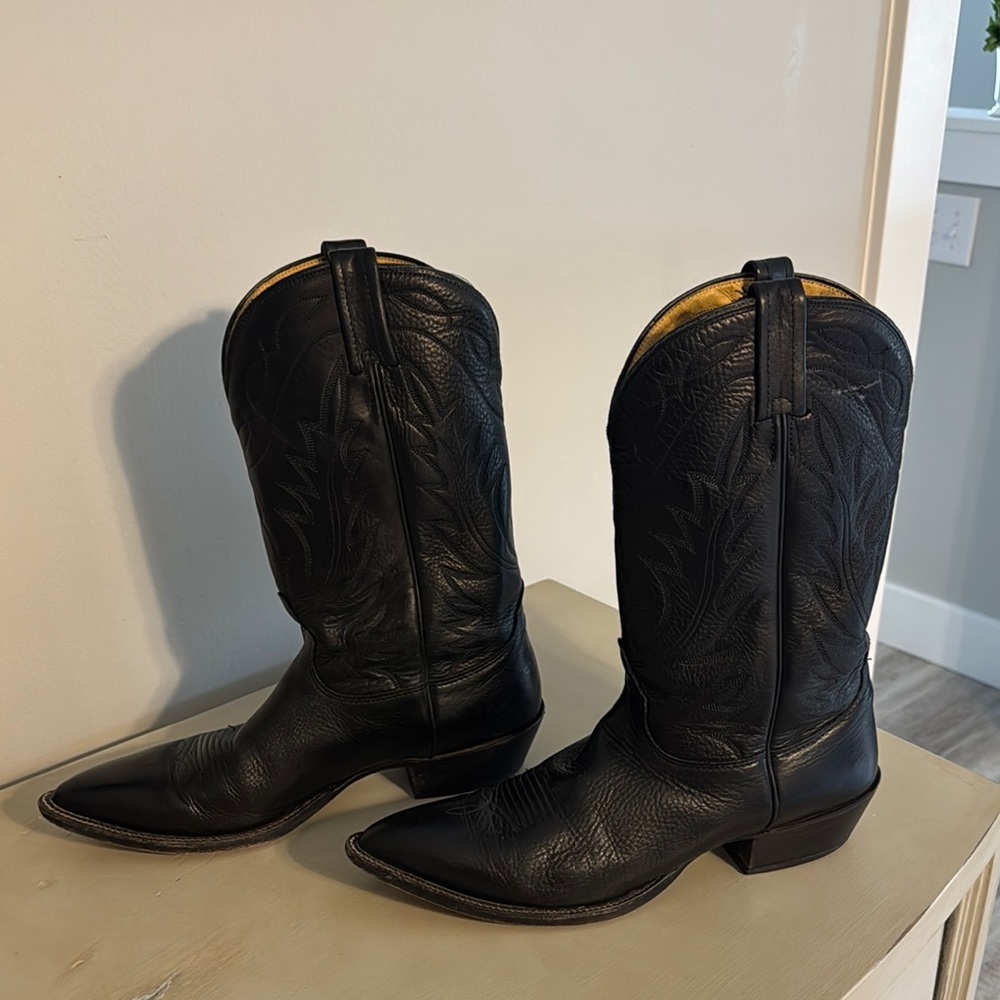 Nocona Black Cowboy Western Boots Classic Leather
